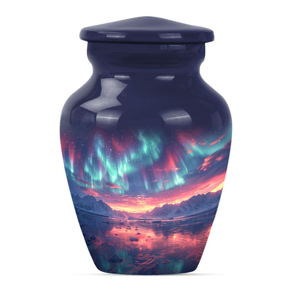 Classic 10 inch cremation urn themed as Purple Meadow.