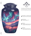 Classic 10 inch cremation urn themed as Purple Meadow.