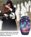 Classic 10 inch cremation urn themed as Purple Meadow.