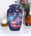 Classic 10 inch cremation urn themed as Purple Meadow.