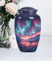 Classic 10 inch cremation urn themed as Purple Meadow.
