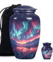 Classic 10 inch cremation urn themed as Purple Meadow.