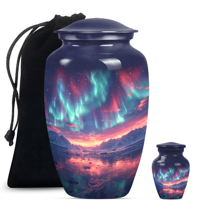 Classic 10 inch cremation urn themed as Purple Meadow.