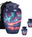 Classic 10 inch cremation urn themed as Purple Meadow.