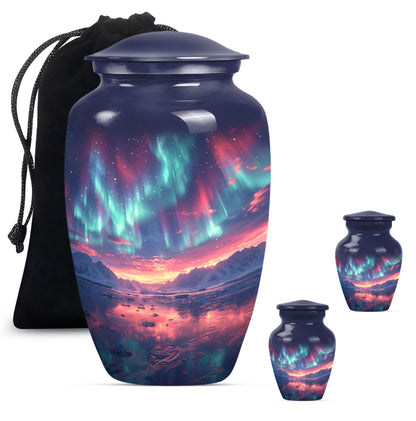 Classic 10 inch cremation urn themed as Purple Meadow.