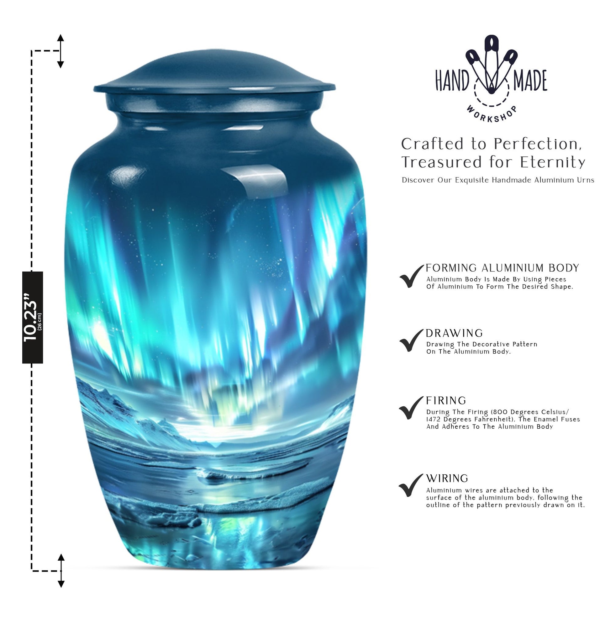 Northern Lights Urn, Classic Purple Meadow Design, 