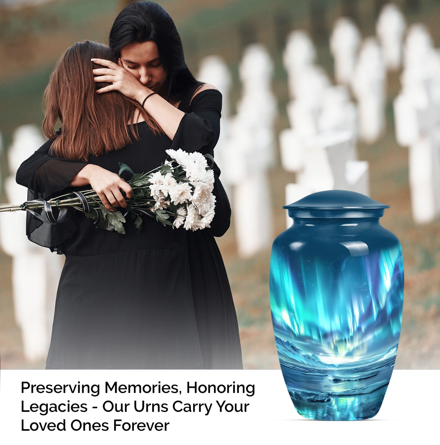  Northern Lights Urn, Classic Purple Meadow Design, 