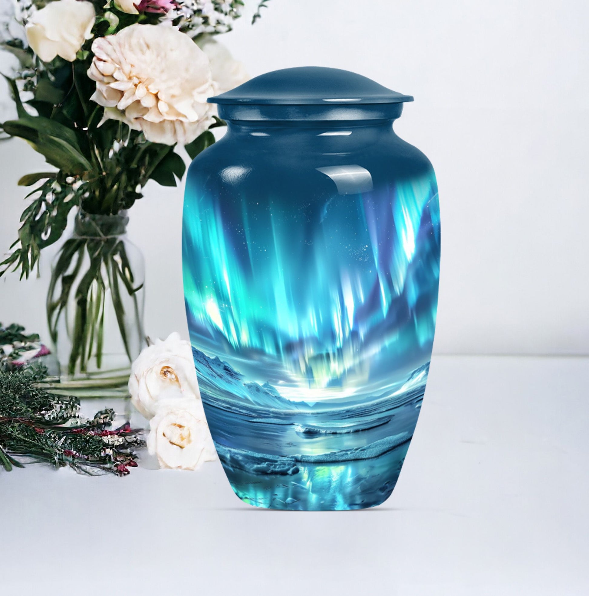  Northern Lights Urn, Classic Purple Meadow Design, 