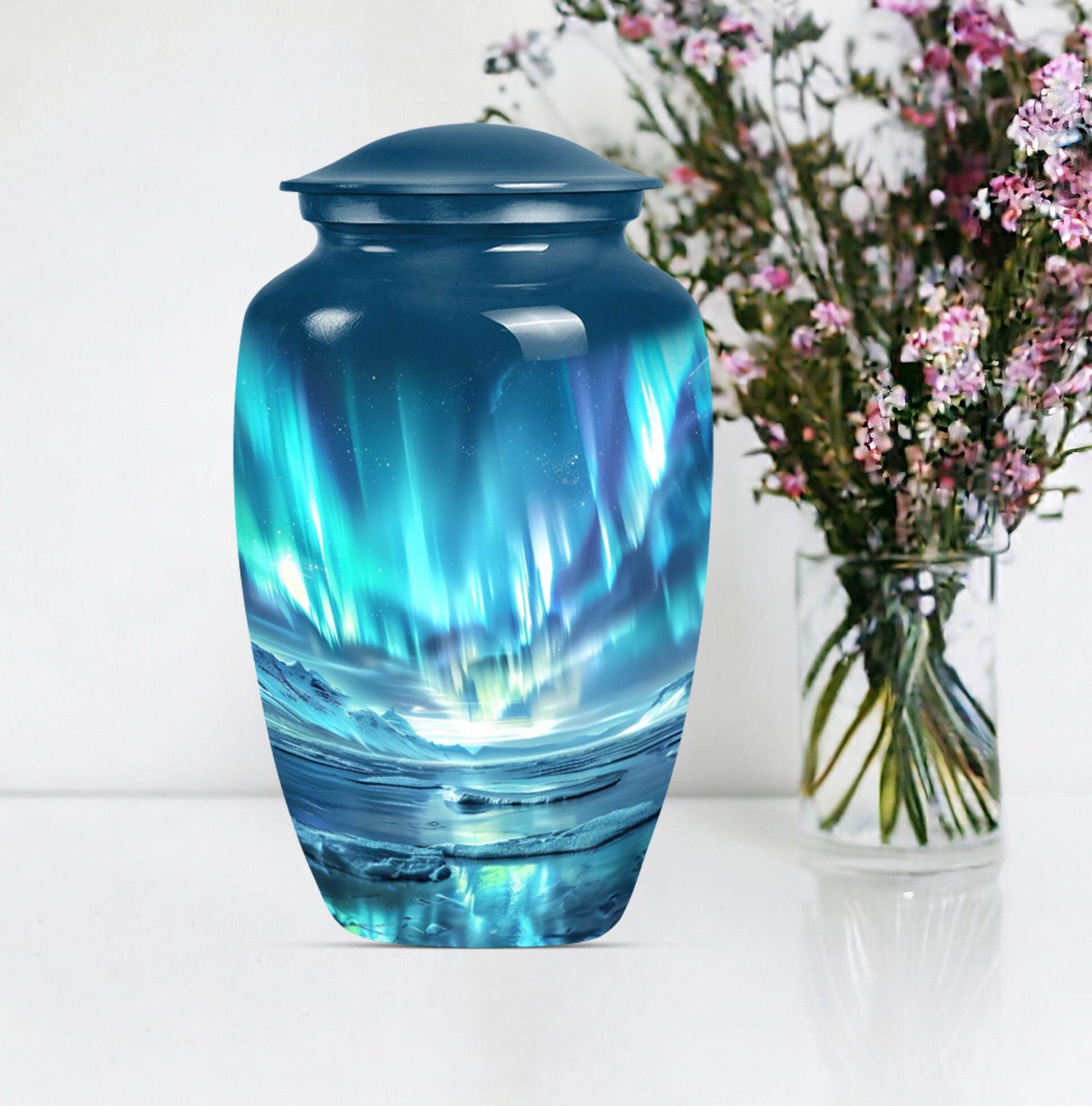  Northern Lights Urn, Classic Purple Meadow Design, 