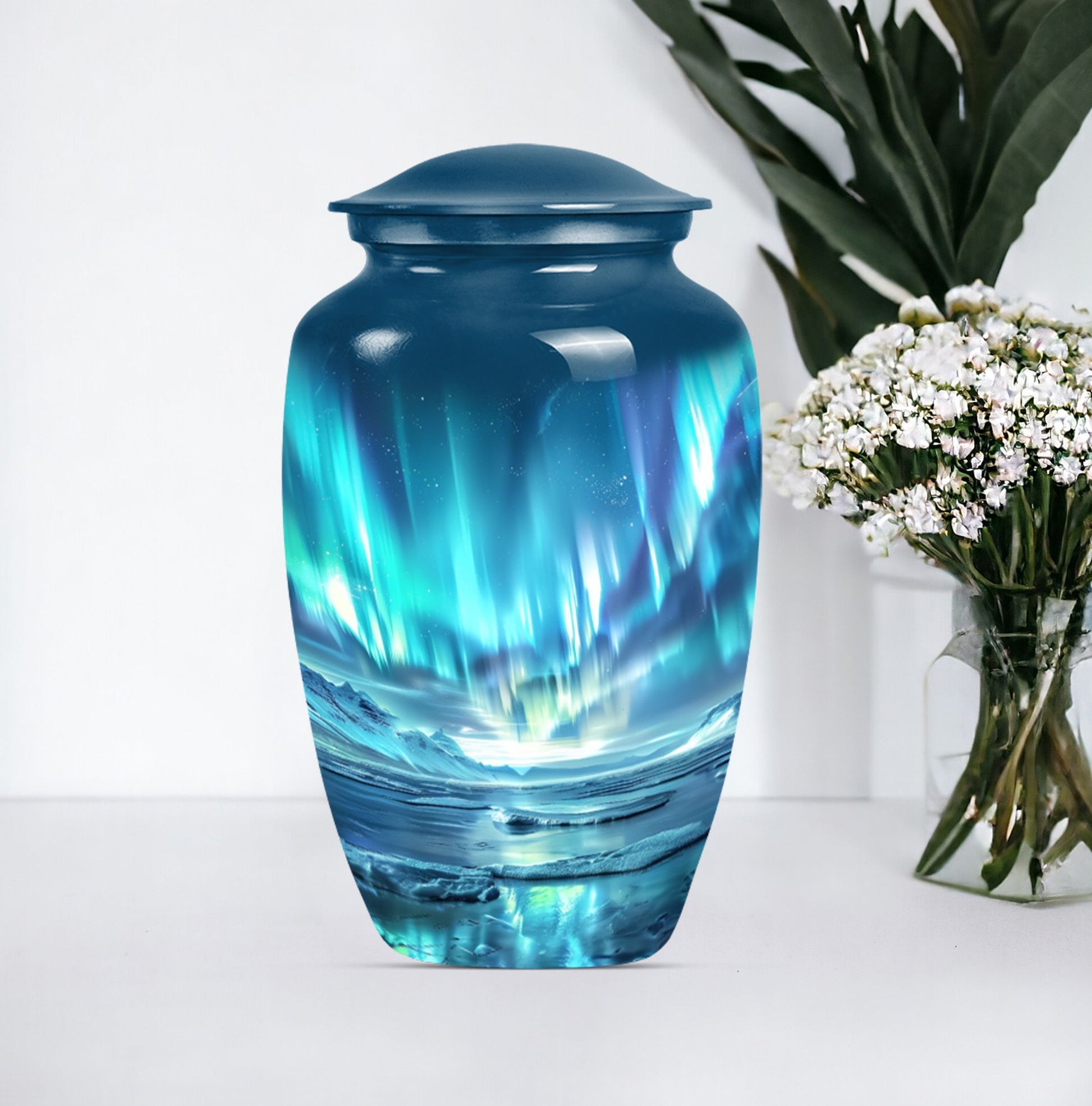  Northern Lights Urn, Classic Purple Meadow Design, 