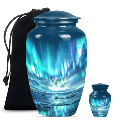  Northern Lights Urn, Classic Purple Meadow Design, 