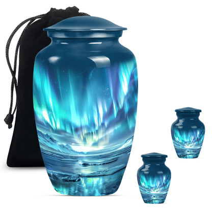  Northern Lights Urn, Classic Purple Meadow Design, 