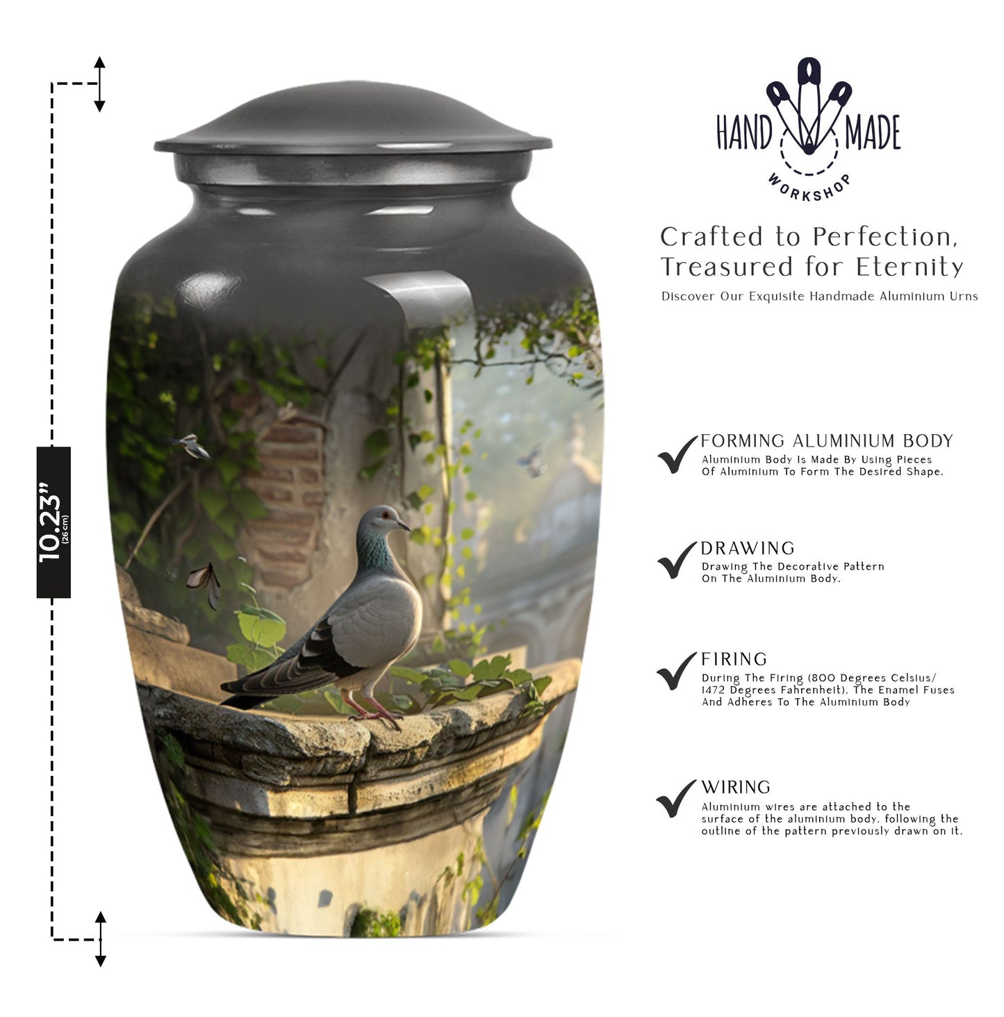  Dove Urn in Purple Meadow theme, funeral urn for mom