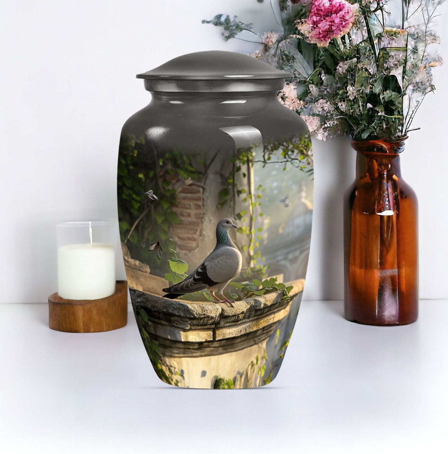  Dove Urn in Purple Meadow theme, funeral urn for mom