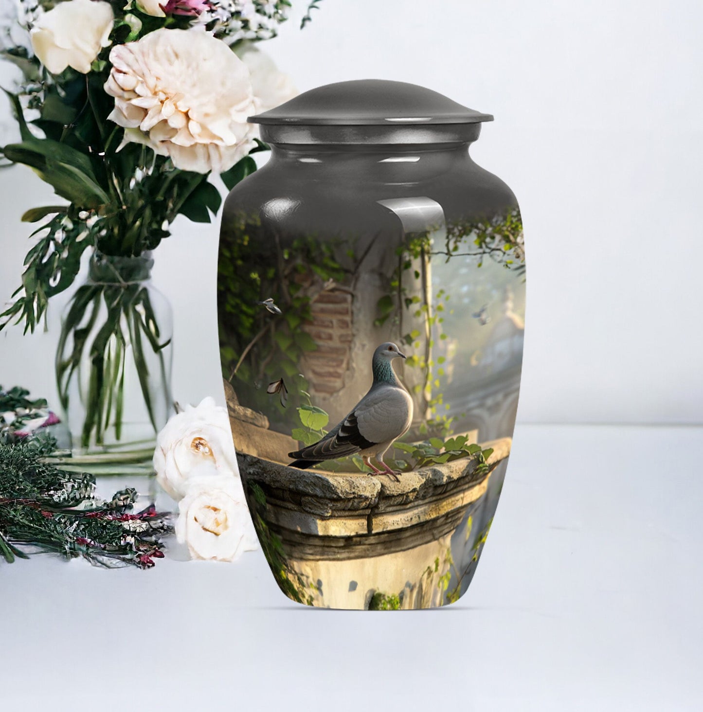  Dove Urn in Purple Meadow theme, funeral urn for mom