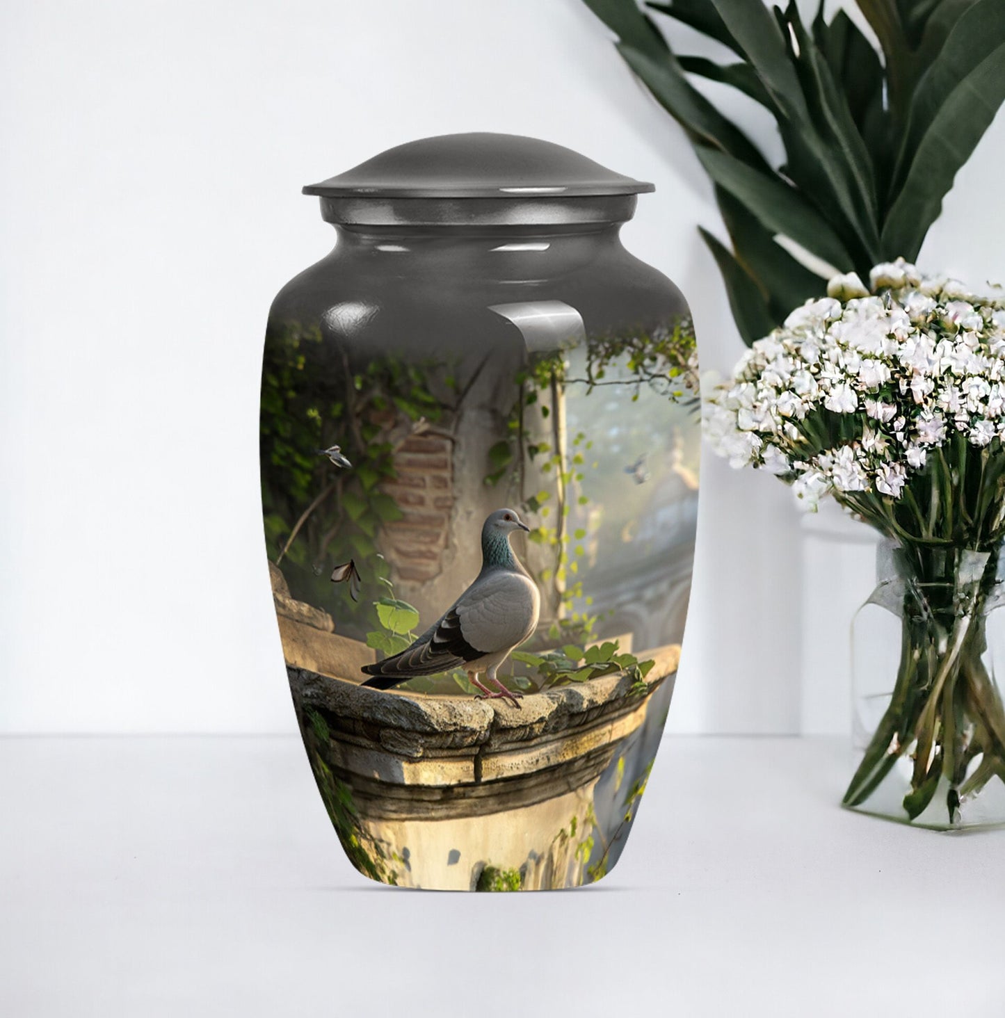  Dove Urn in Purple Meadow theme, funeral urn for mom