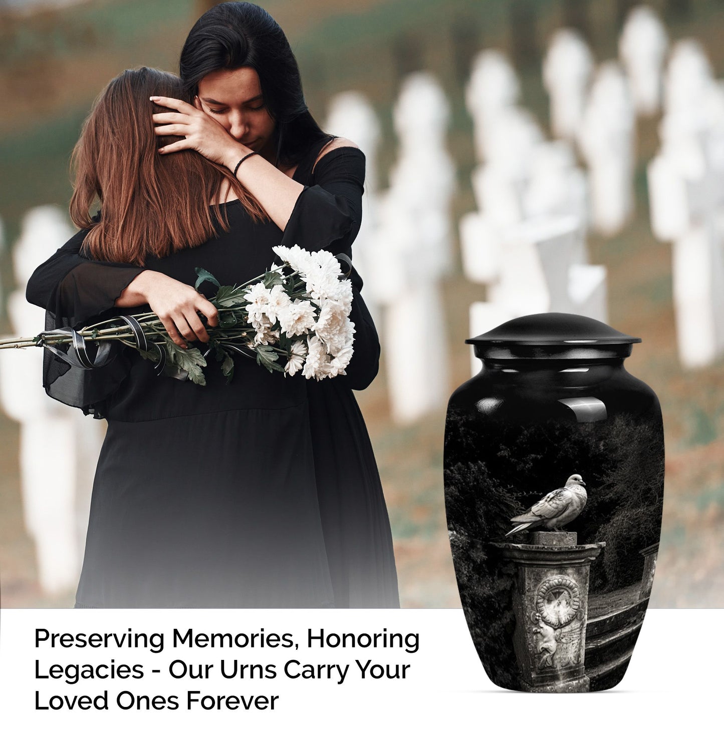 Classic 10-inch dove urn for dad.