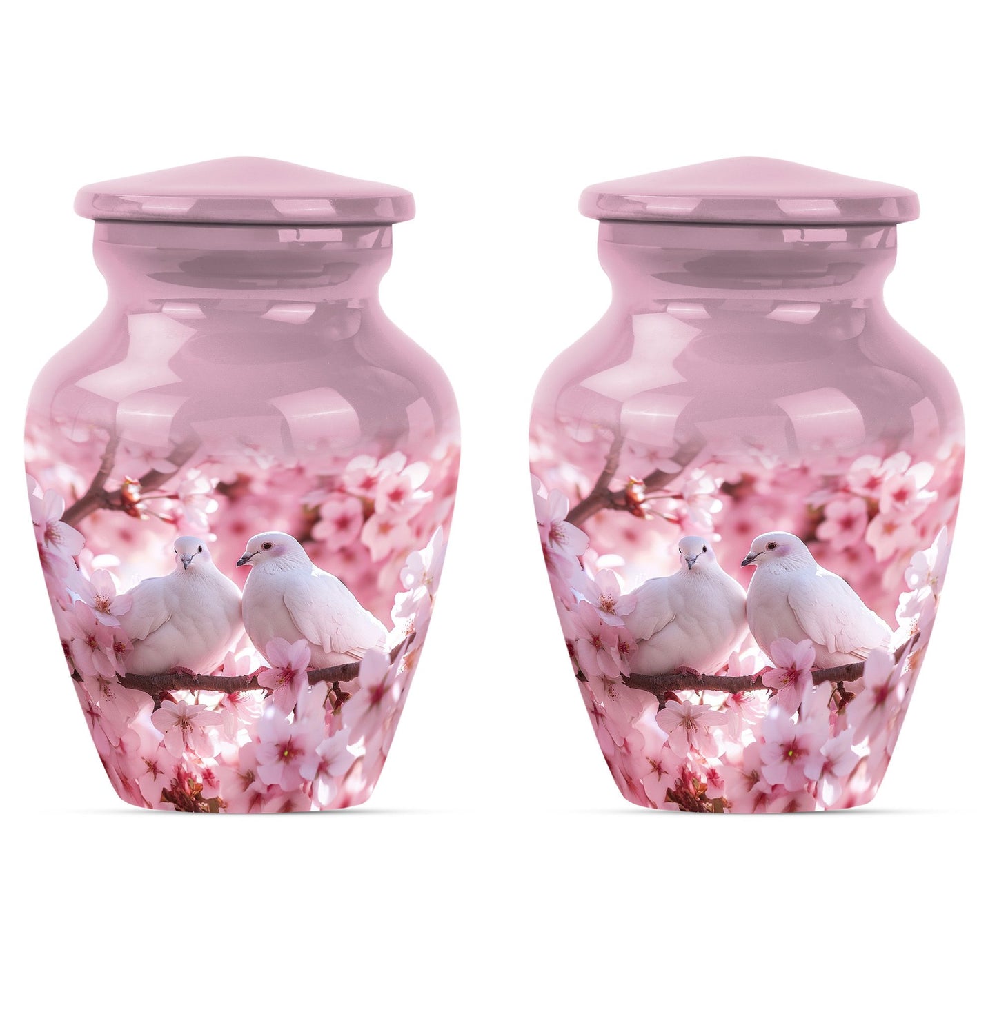 classic dove urn in purple meadow theme.
