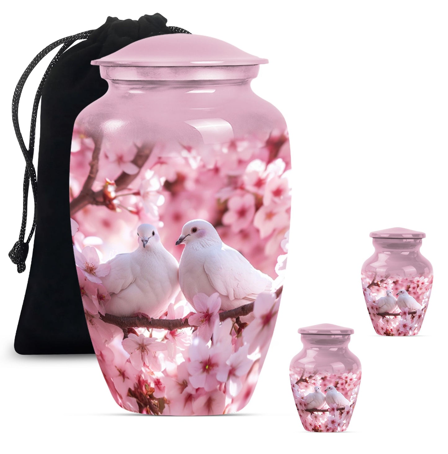classic dove urn in purple meadow theme.