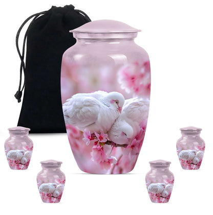 White Couple Dove Burial Urn - Cremation Urn For Loved Ones