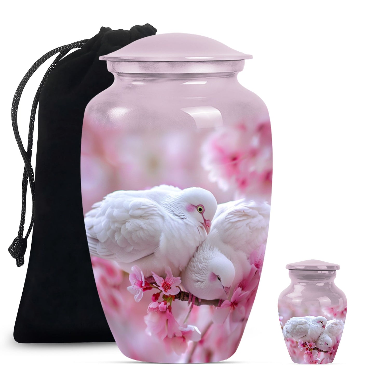 White Personalized Bird Cremation Urn for Human Ashes - 10-inch, 200 cu in - Yatskia