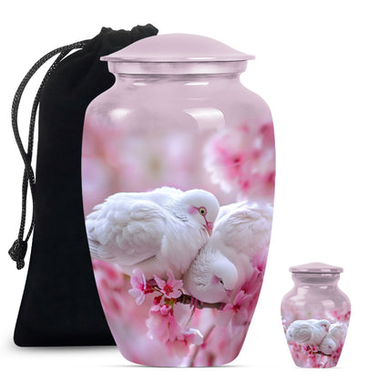 White Personalized Bird Cremation Urn for Human Ashes - 10-inch, 200 cu in - Yatskia