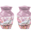 White Couple Dove Pink Urns For Loved Ones - Burial Urns For Couple