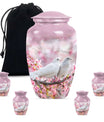 White Couple Dove Pink Urns For Loved Ones - Burial Urns For Couple