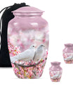White Couple Dove Pink Urns For Loved Ones - Burial Urns For Couple
