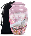 White Couple Dove Pink Urns For Loved Ones - Burial Urns For Couple
