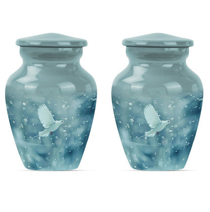 White Personalized Bird Cremation Urn for Human Ashes - 10-inch, 200 cu in - Yatskia