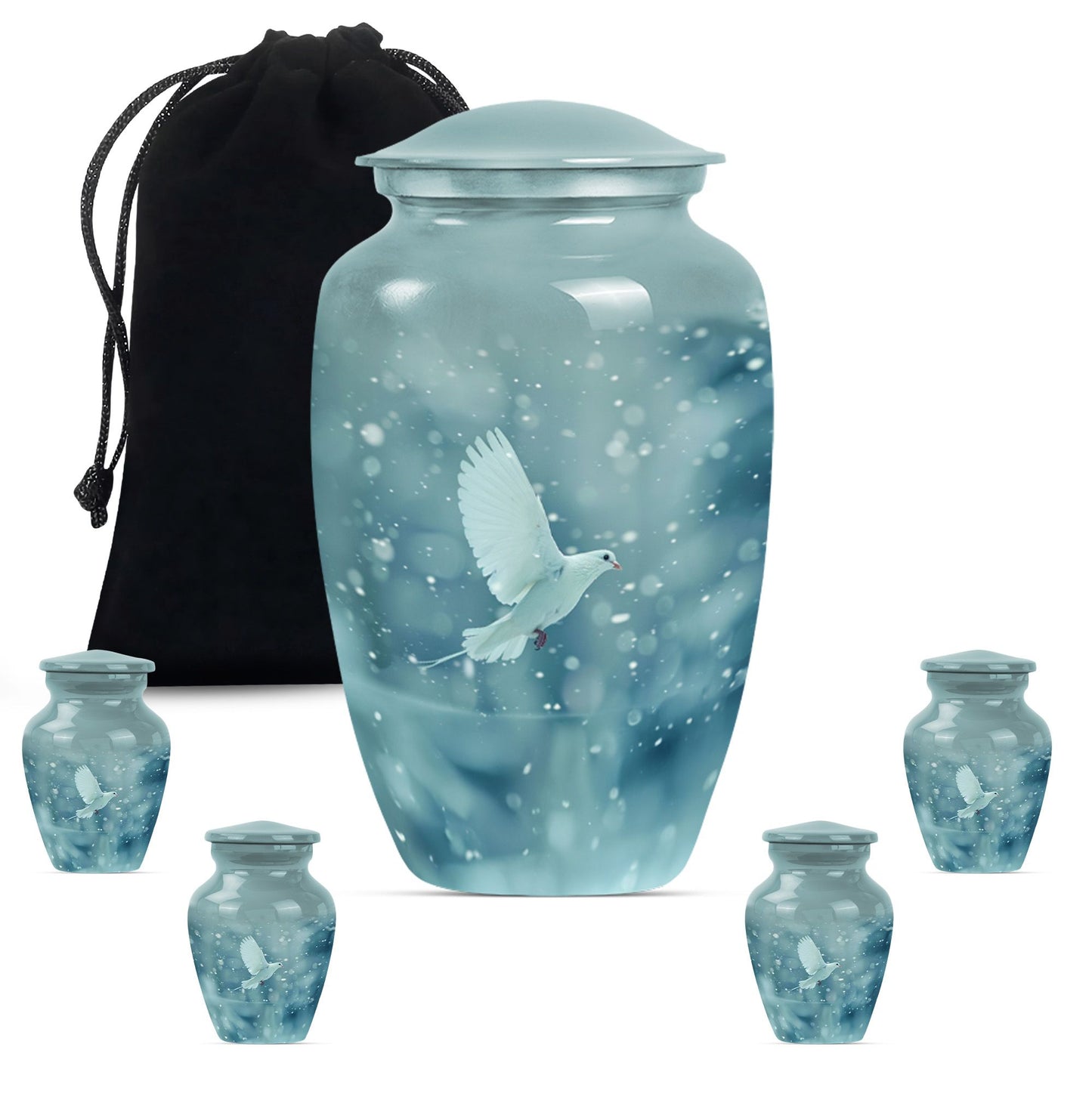 10-inch classic dove Urn in Purple Meadow design, 