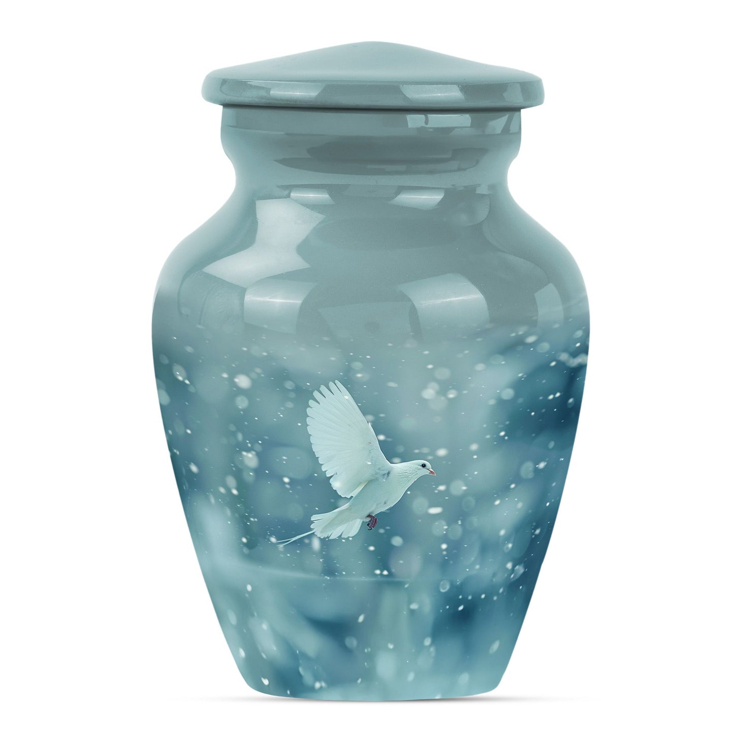 10-inch classic dove Urn in Purple Meadow design, 