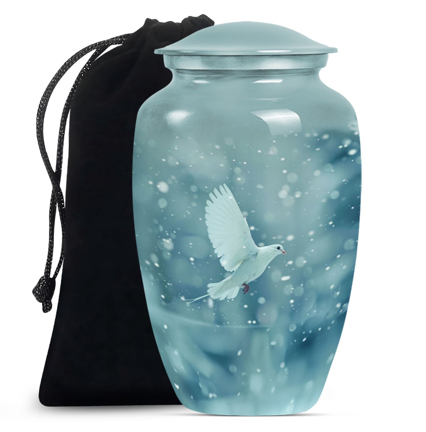White Personalized Bird Cremation Urn for Human Ashes - 10-inch, 200 cu in - Yatskia