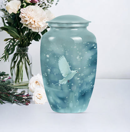 10-inch classic dove Urn in Purple Meadow design, 