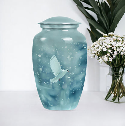 10-inch classic dove Urn in Purple Meadow design, 