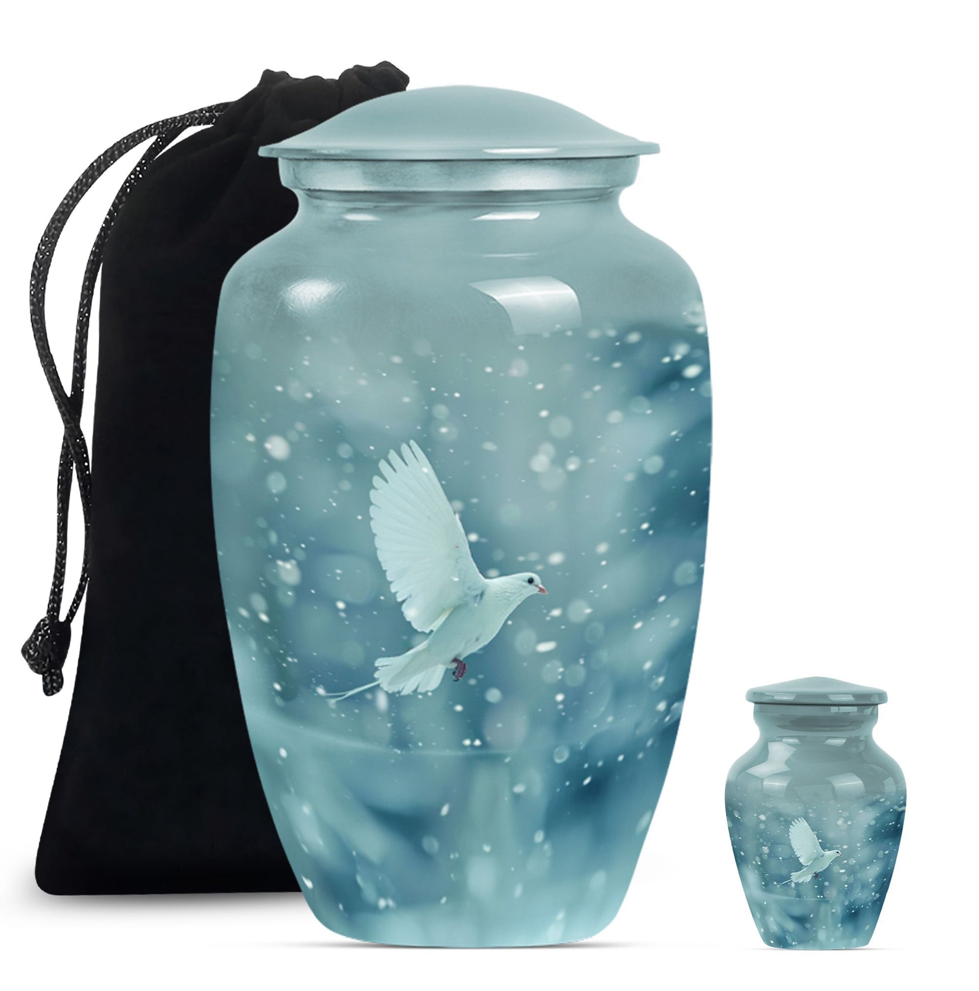 10-inch classic dove Urn in Purple Meadow design, 
