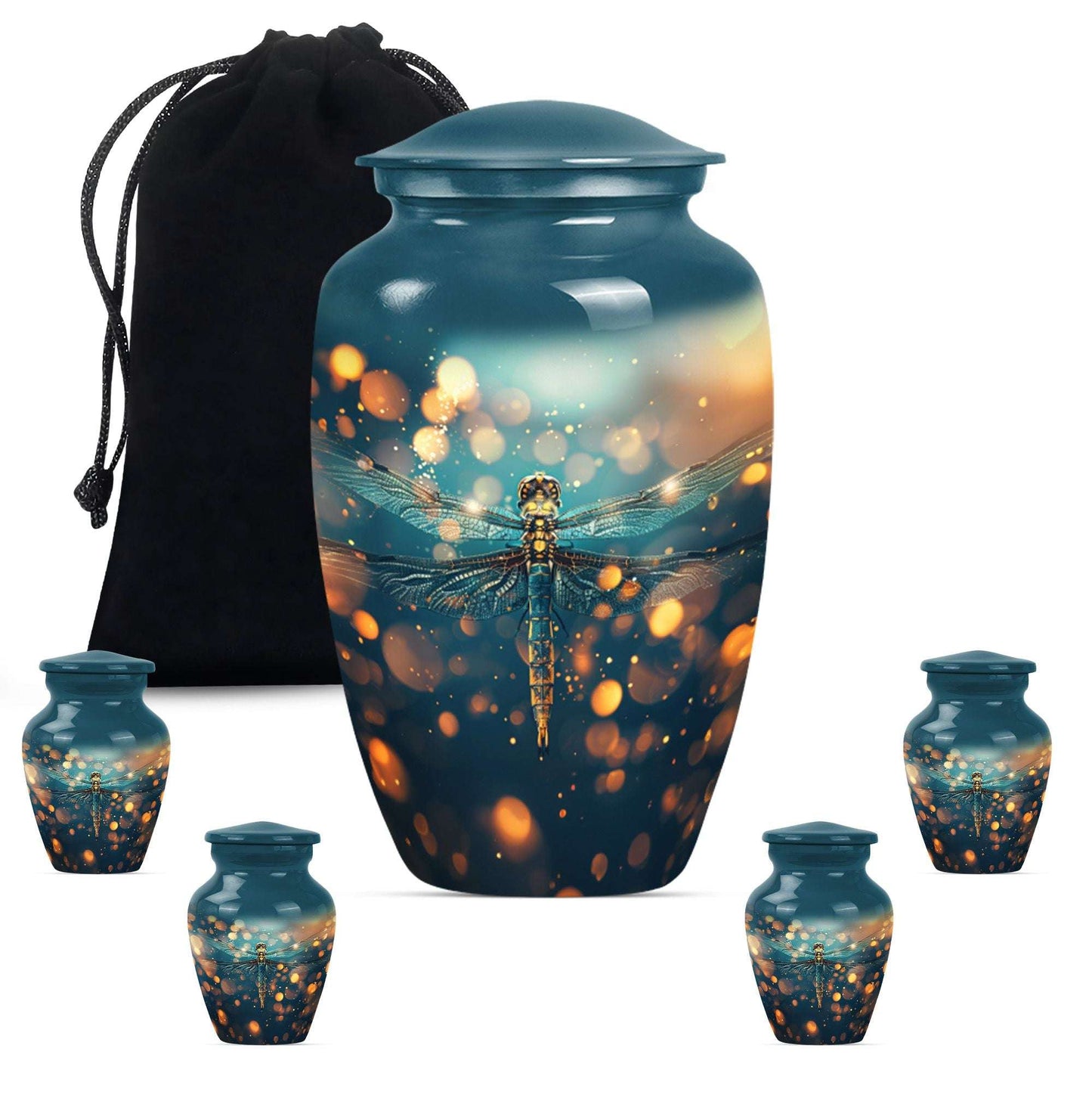 Green Dragonfly Burial Cremation Urns - Large Urn For Ashes For Women