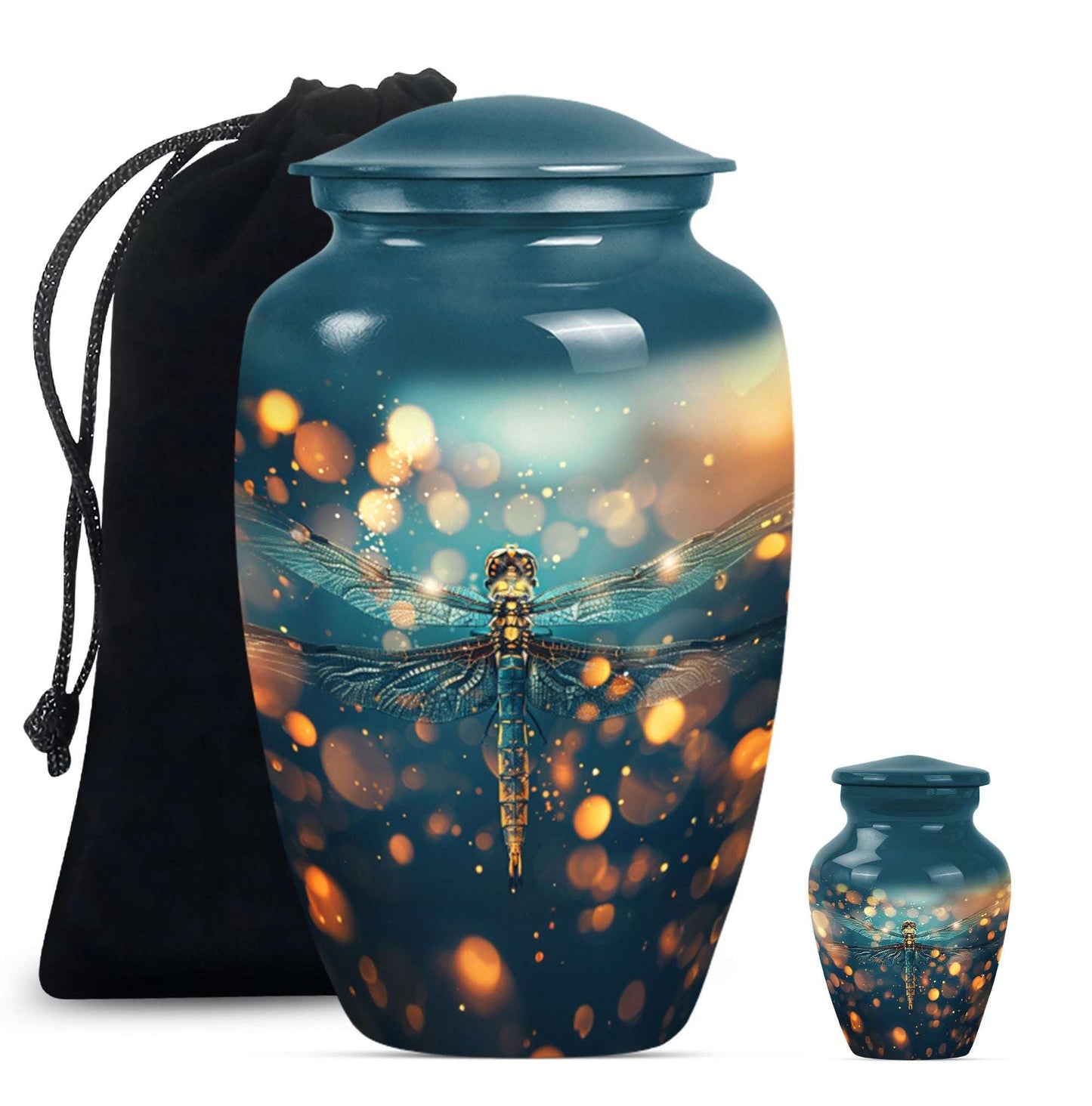 Green Dragonfly Burial Cremation Urns - Large Urn For Ashes For Women