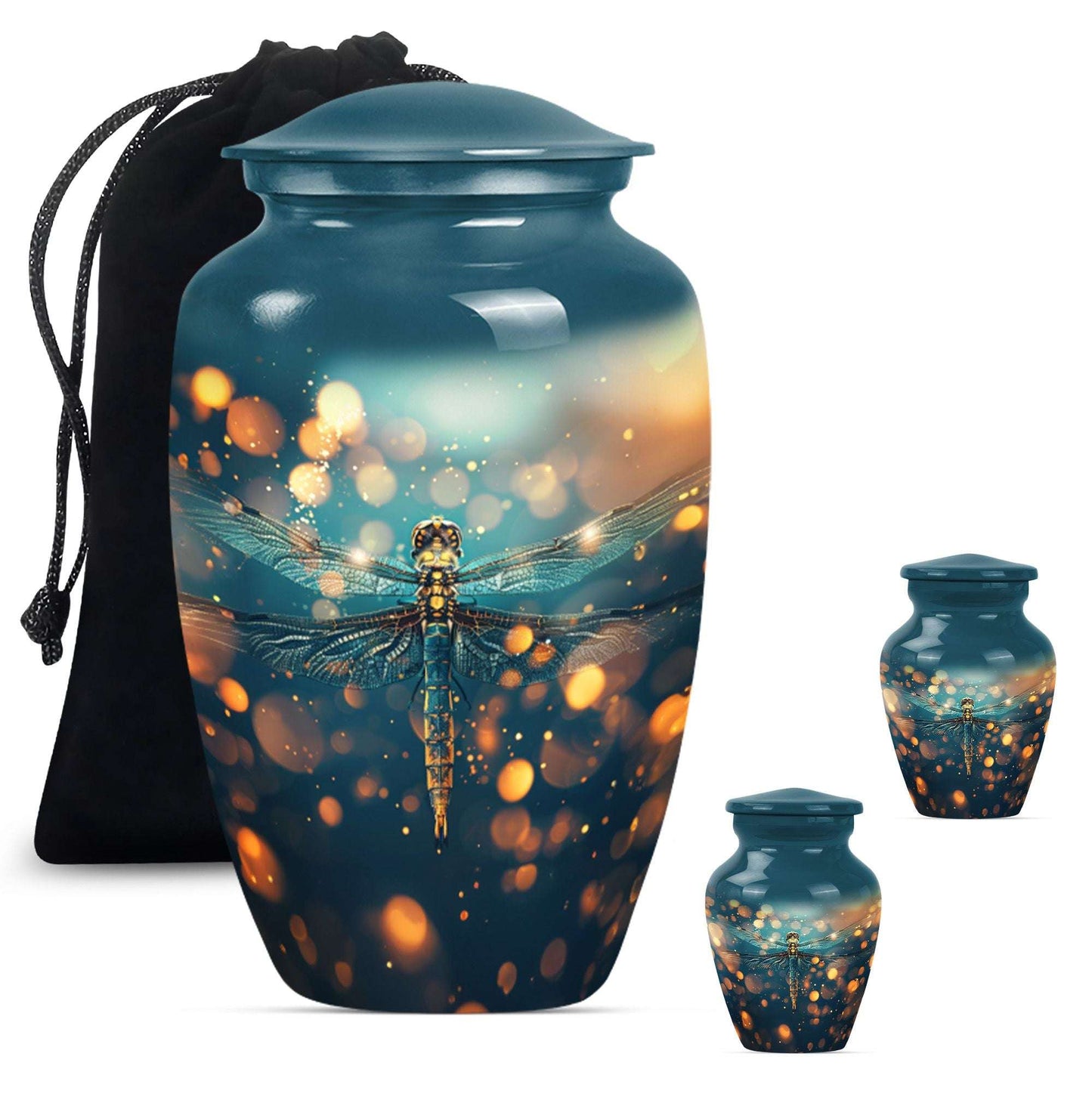 Green Dragonfly Burial Cremation Urns - Large Urn For Ashes For Women