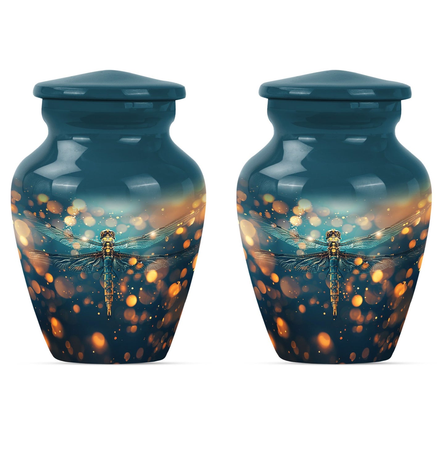 Classic 10-inch Dragonfly urn in Purple Meadow theme
