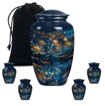 Dragonfly Lotus Cremation Urns For Ashes - Burial Urns For Women