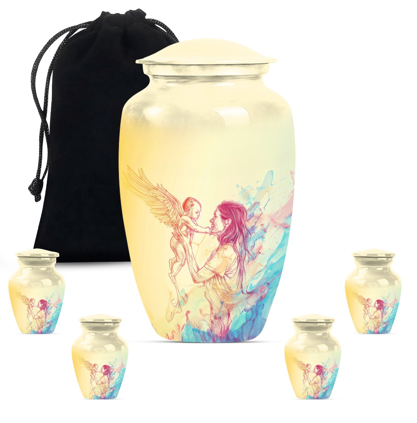 Classic 10 inch purple meadow themed mother cremation urn.