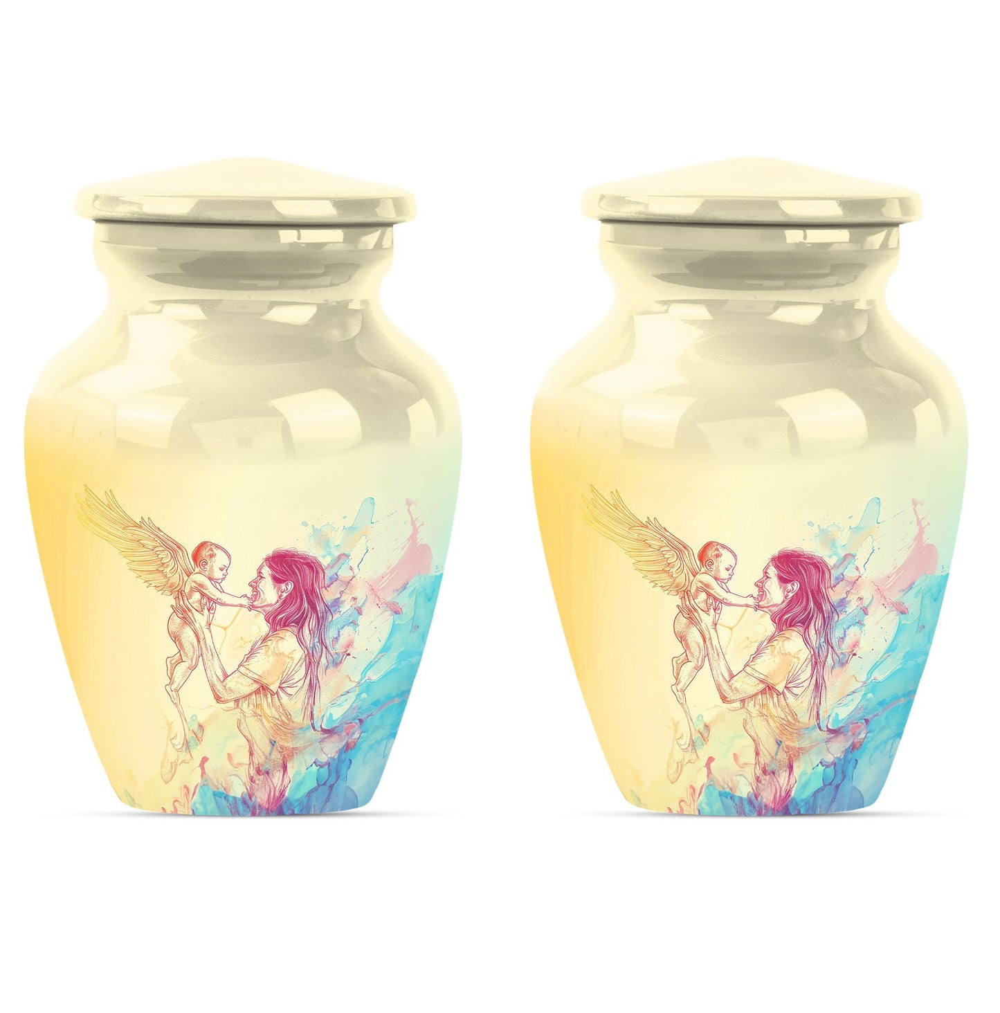 Classic 10 inch purple meadow themed mother cremation urn.