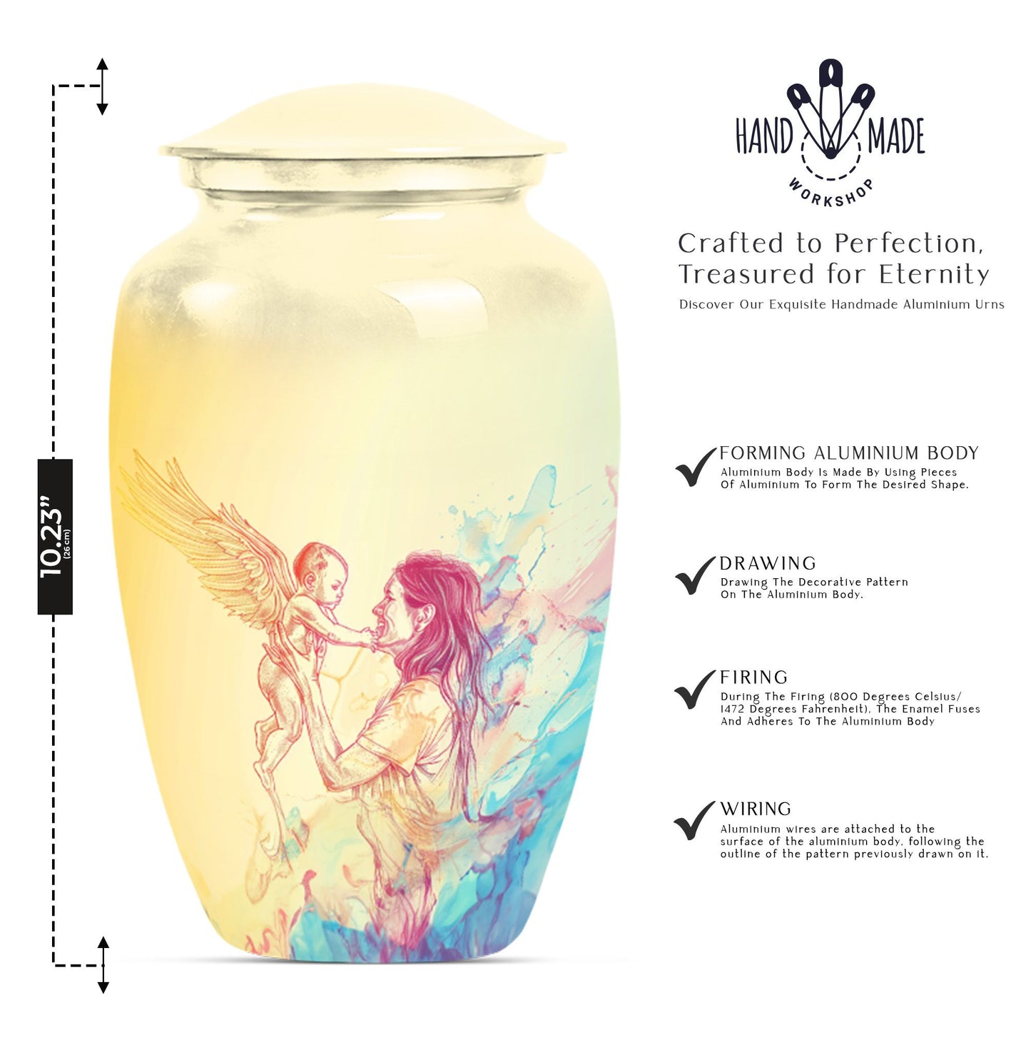 Classic 10 inch purple meadow themed mother cremation urn.