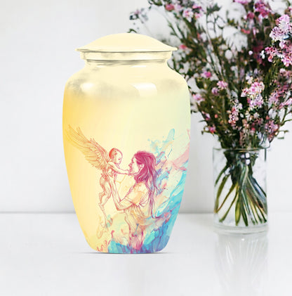 Classic 10 inch purple meadow themed mother cremation urn.