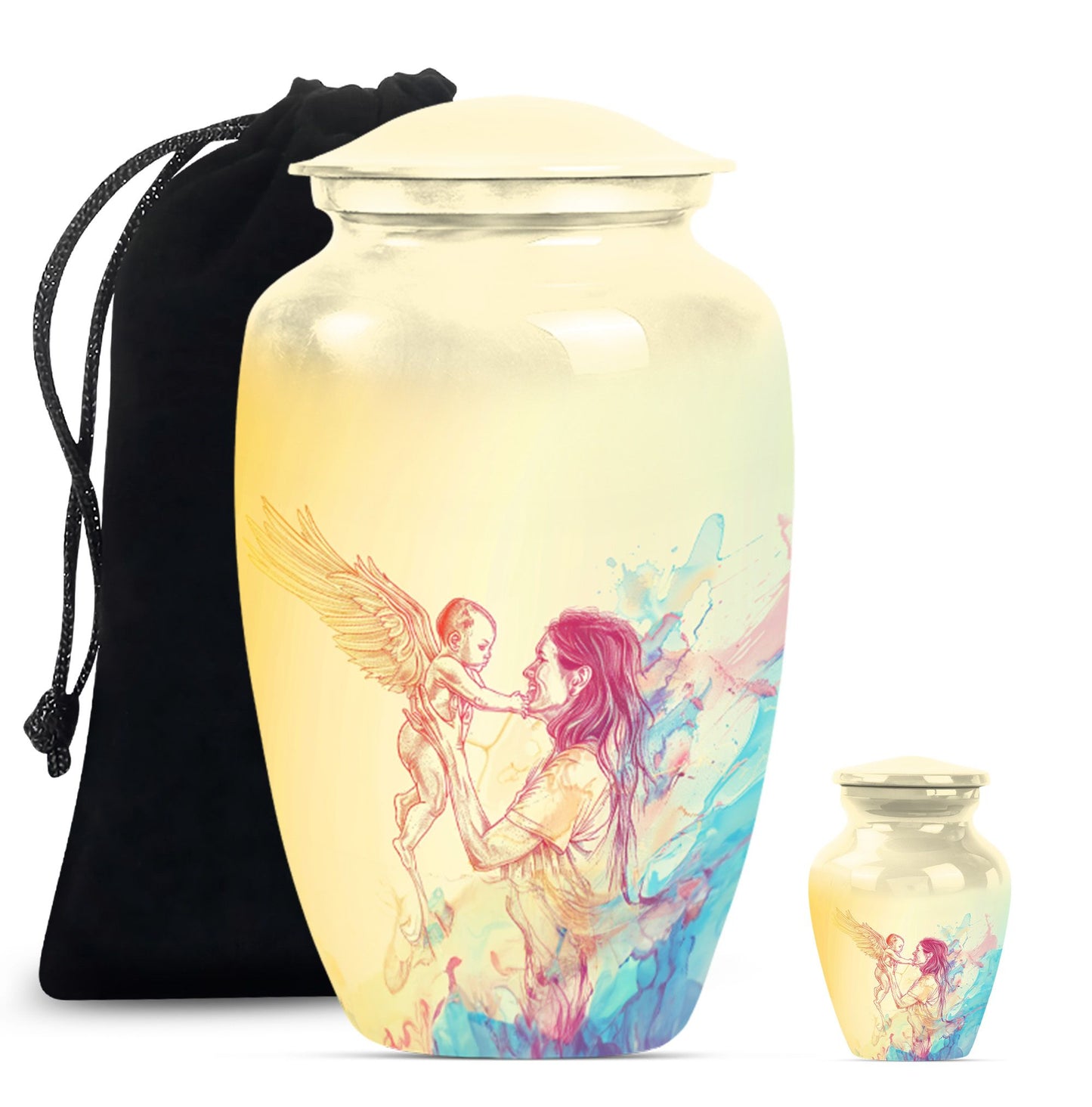 Classic 10 inch purple meadow themed mother cremation urn.