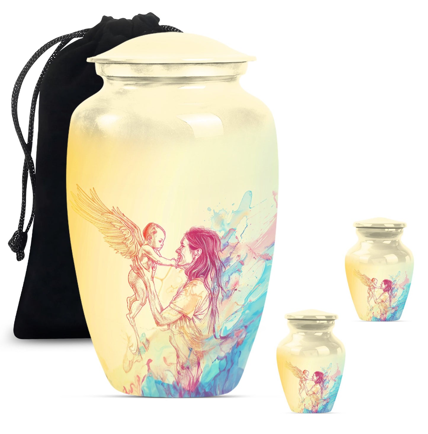 Classic 10 inch purple meadow themed mother cremation urn.