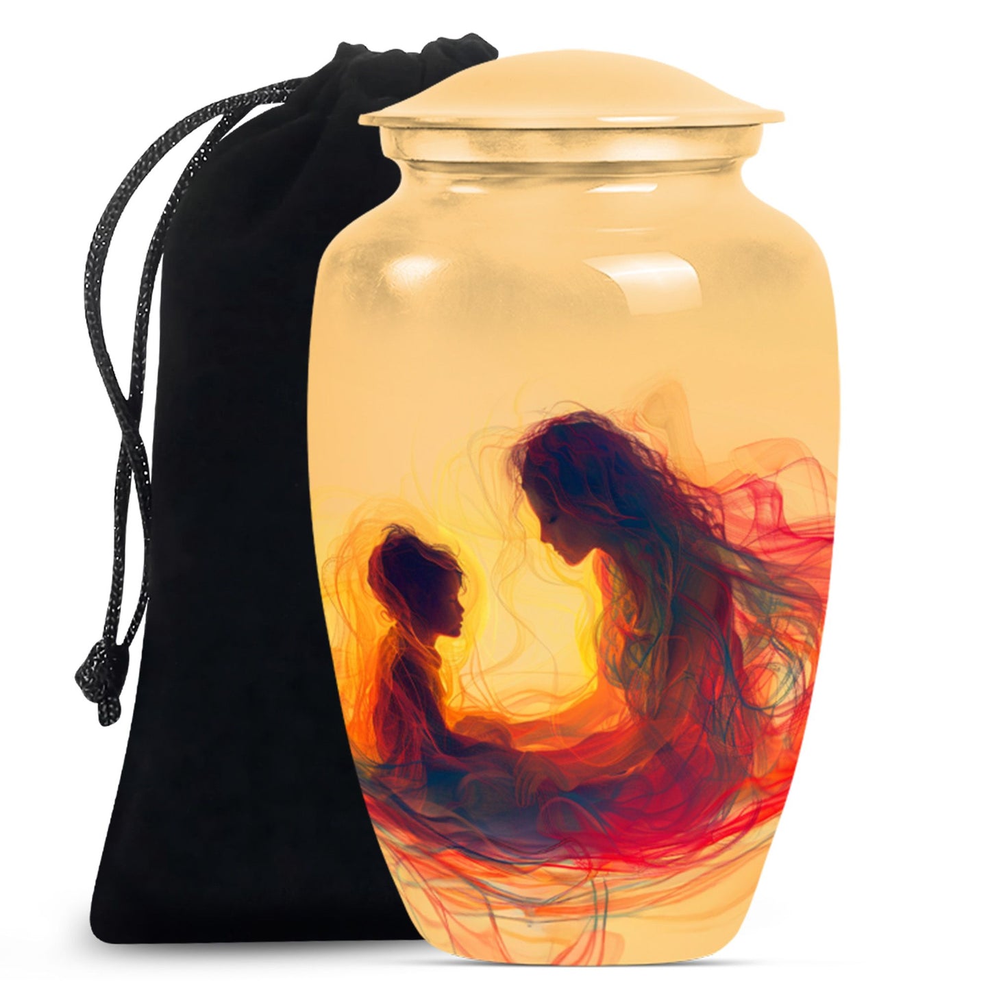 mother urn with a purple meadow 