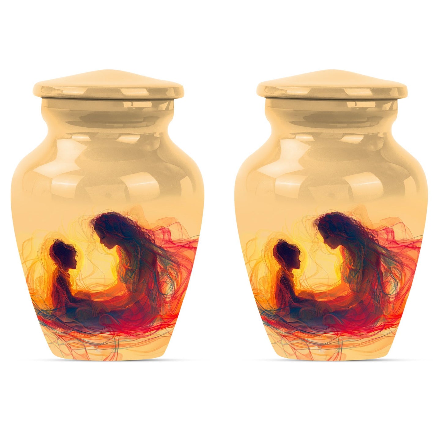 mother urn with a purple meadow 